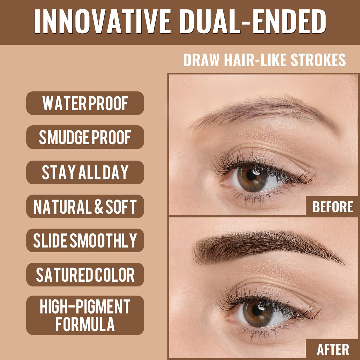 iMethod eyebrow pen swatch strokes showing natural texture and even pigment