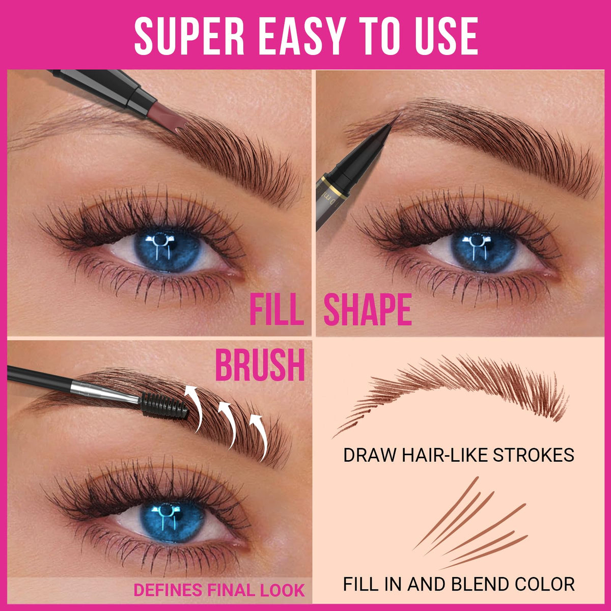 iMethod brow pen held in hand to show scale and convenient size