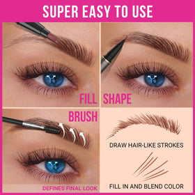 iMethod brow pen held in hand to show scale and convenient size