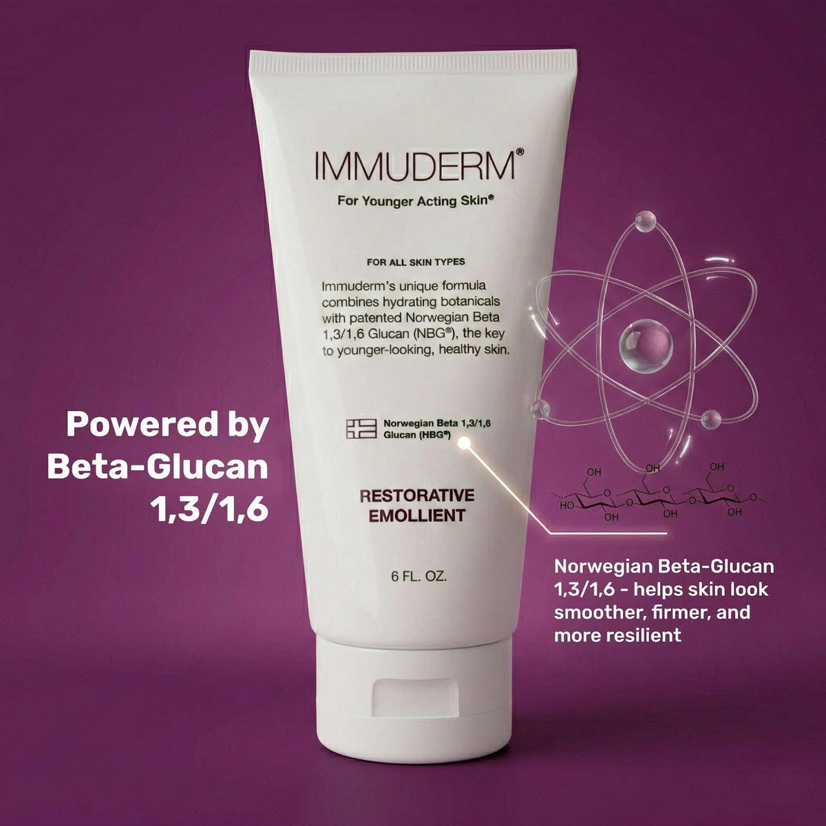 Immunocorp Immuderm with beta‑glucan visual highlighting natural ingredient benefits