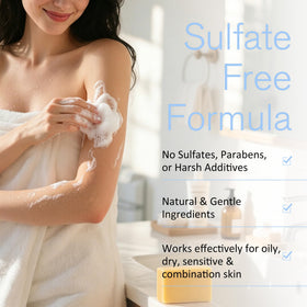 Imovoto applying soap to back with sponge for hard-to-reach cleansing