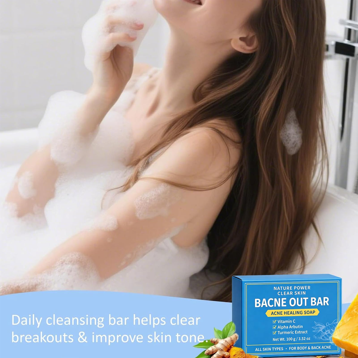 Imovoto soap held in hand illustrating bar size and easy handling