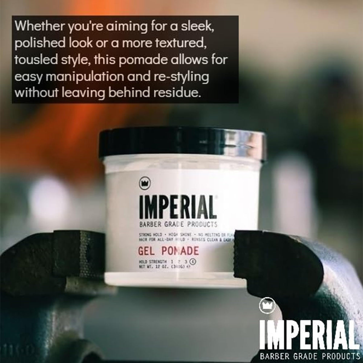 Imperial Barber Grade 12 oz jar next to ruler showing true size and value