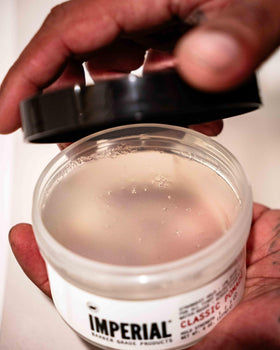 Imperial Barber Grade Products on hands demonstrating smooth spread and easy control