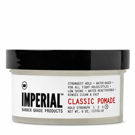 Imperial Barber Grade Products front jar view showing sturdy packaging and strong-hold promise