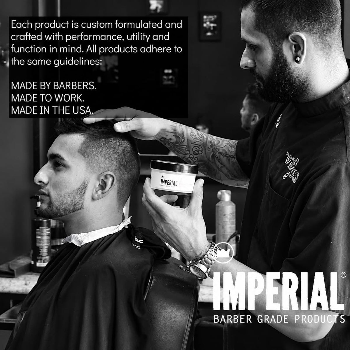 Imperial Barber Grade Products 2 oz travel beside 6 oz jar showing portability and value