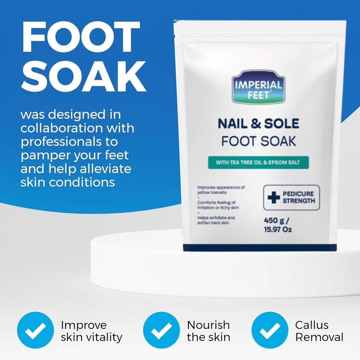 Imperial Feet aftercare showing softened, moisturized feet results