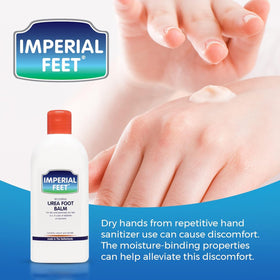 Imperial Feet bottle cap and nozzle detail showing waste-minimizing dispenser benefit