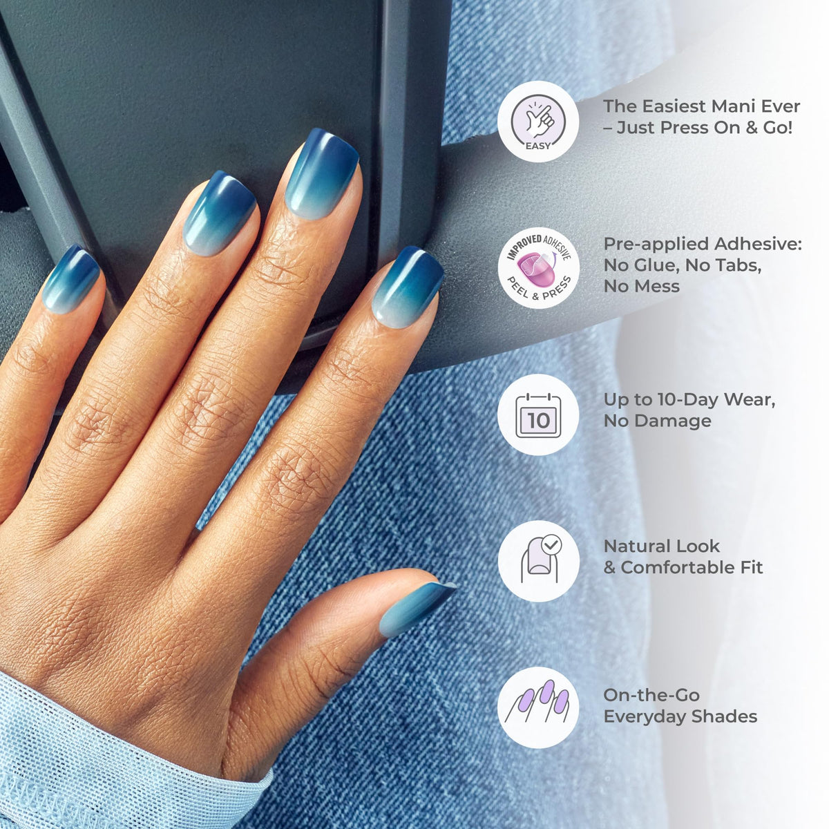 imPRESS instruction sheet and visuals guiding step-by-step quick application