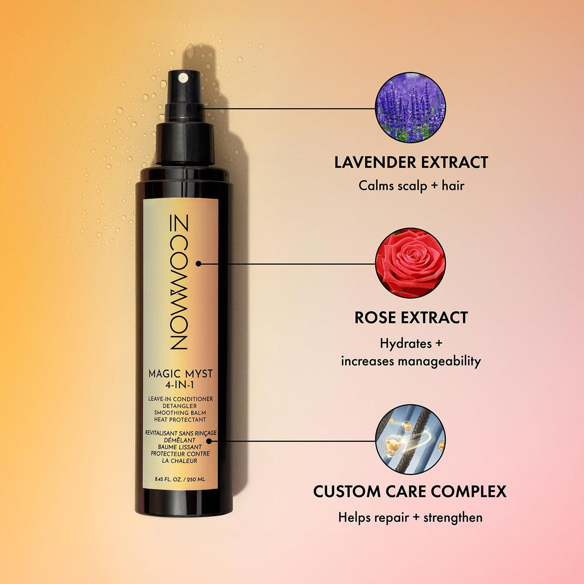 IN COMMON texture detail on hair after mist for smoother, softer strands