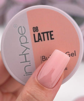 IN.HYPE application on a nail form showing sculpted extension strength benefit