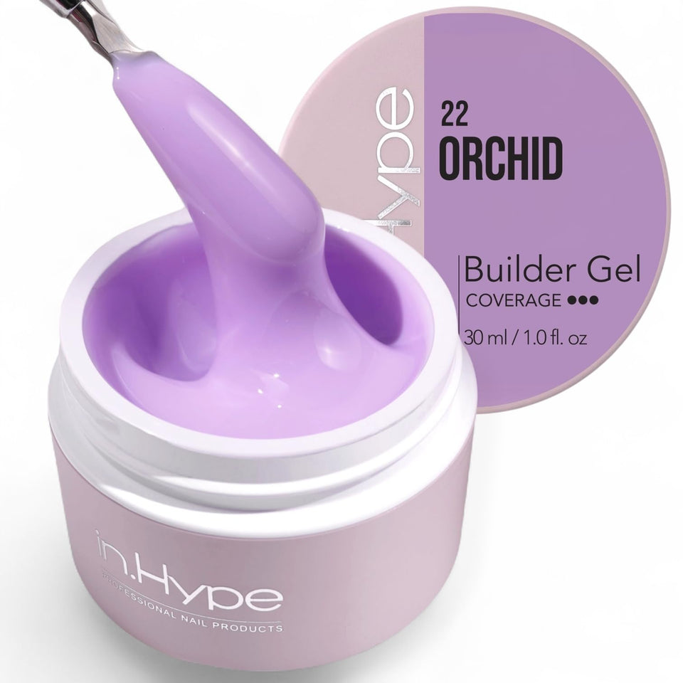 IN.HYPE front packaging of Purple Orchid #22 showing product label and shade benefit