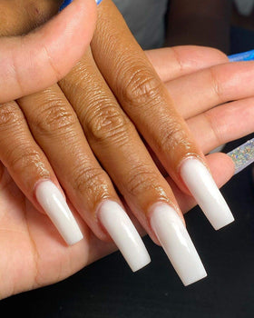 IN.HYPE Milky #1 applied on nail form demonstrating sculpting control and durability