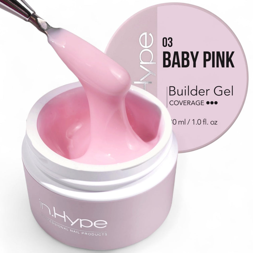 IN.HYPE front packaging showing baby pink gel and label for professional use