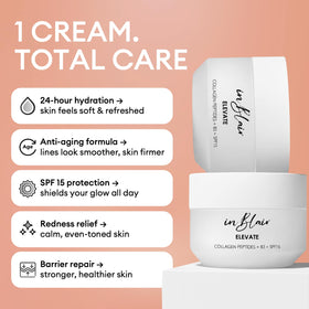 Inblair moisturizer on nightstand lifestyle shot, suggests bedtime nourishment
