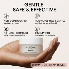 Inblair cream next to hand for size comparison, indicates portable convenience