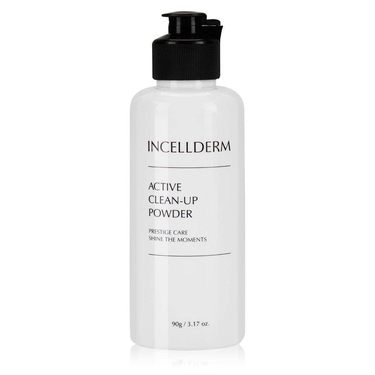 INCELLDERM front packaging showing compact powder jar and benefit travel-ready