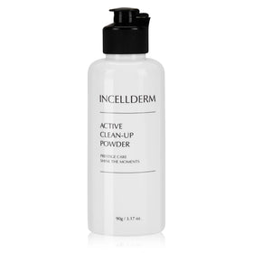 INCELLDERM front packaging showing compact powder jar and benefit travel-ready
