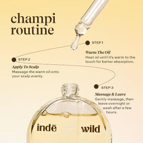 Indē Wild Champi applied during scalp massage, promoting circulation and relief