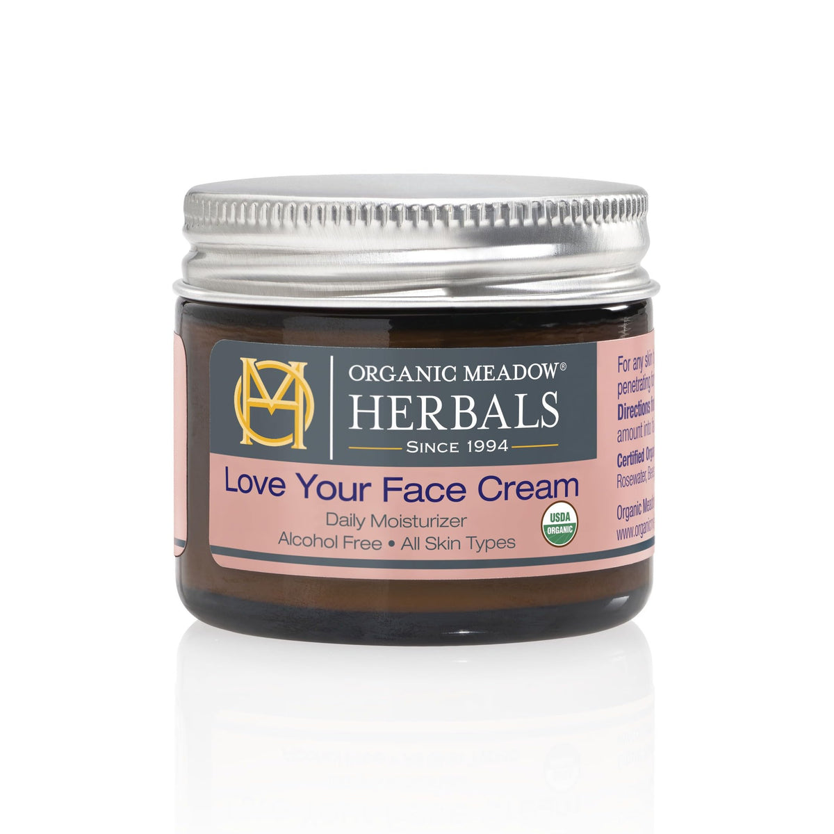 Indian Meadow Herbals front packaging shows jar and brand benefit of organic purity