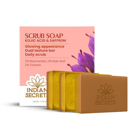 INDIAN SECRETS front packaging showing bar and brand, highlights brightening benefits