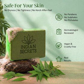 INDIAN SECRETS bar creating creamy lather in hand for effective cleansing