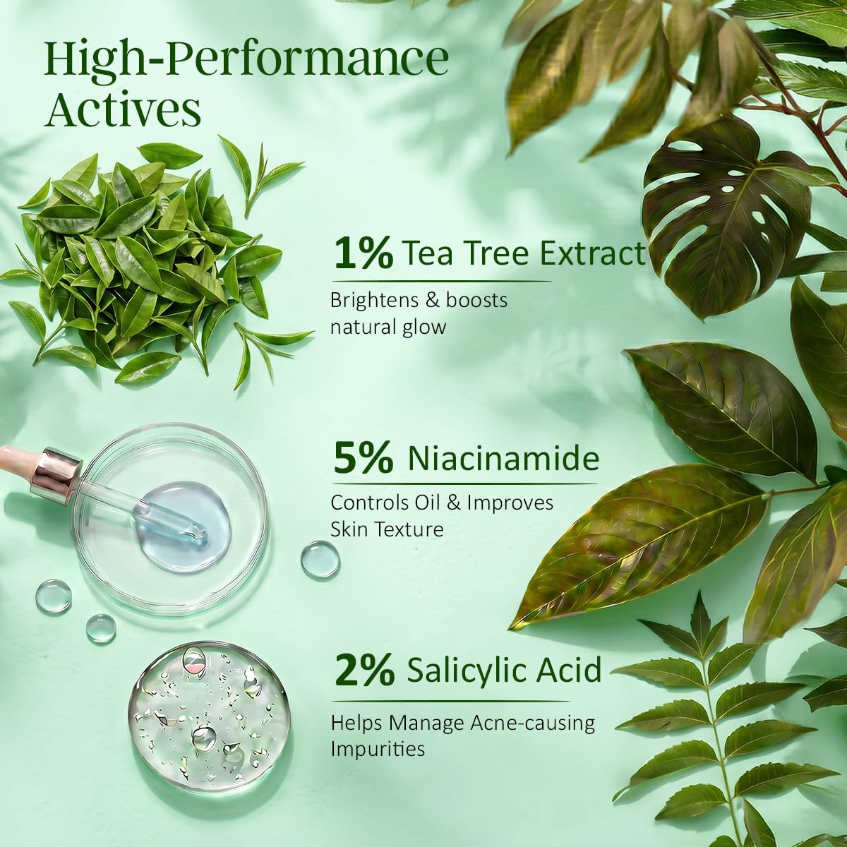 INDIAN SECRETS neem and tea tree ingredient display for clarified skin
