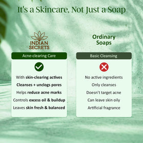 INDIAN SECRETS soap in hand to show 110g size and travel-friendly scale