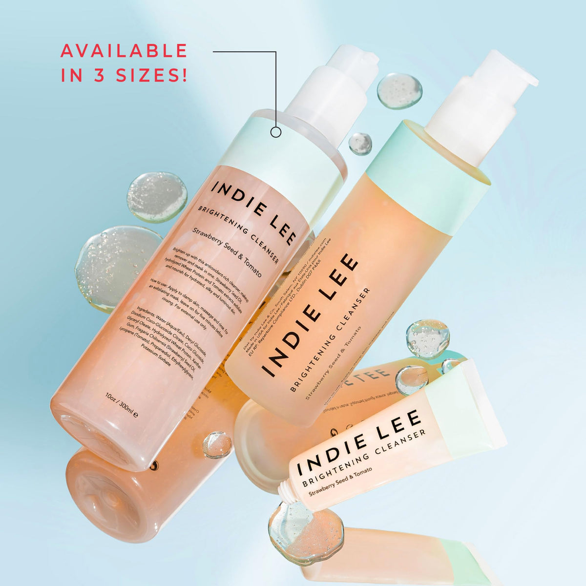 Indie Lee brightening cleanser applied as mask on model for radiance