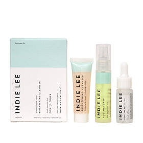 Indie Lee brightening cleanser texture in hand highlighting gentle cleansing and hydrated skin