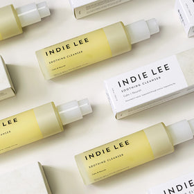 Indie Lee creamy cleanser texture close-up for hydrating feel