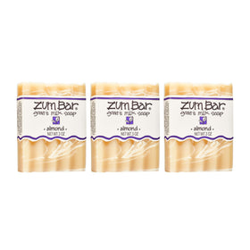 Indigo Wild Zum almond front packaging showing three bars and branding, clear product benefit
