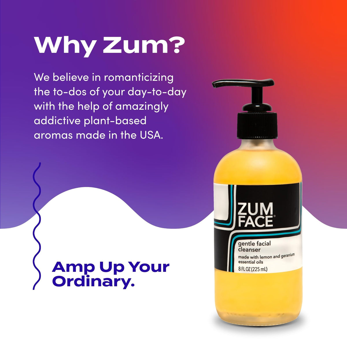 Indigo Wild Zum Face 8 fl oz bottle in hand showing scale