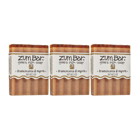 Indigo Wild front packaging showing three frankincense myrrh bars and clear labeling