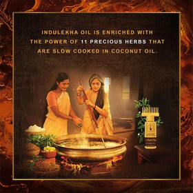 INDULEKHA herbal ingredients display emphasizing Ayurvedic botanicals