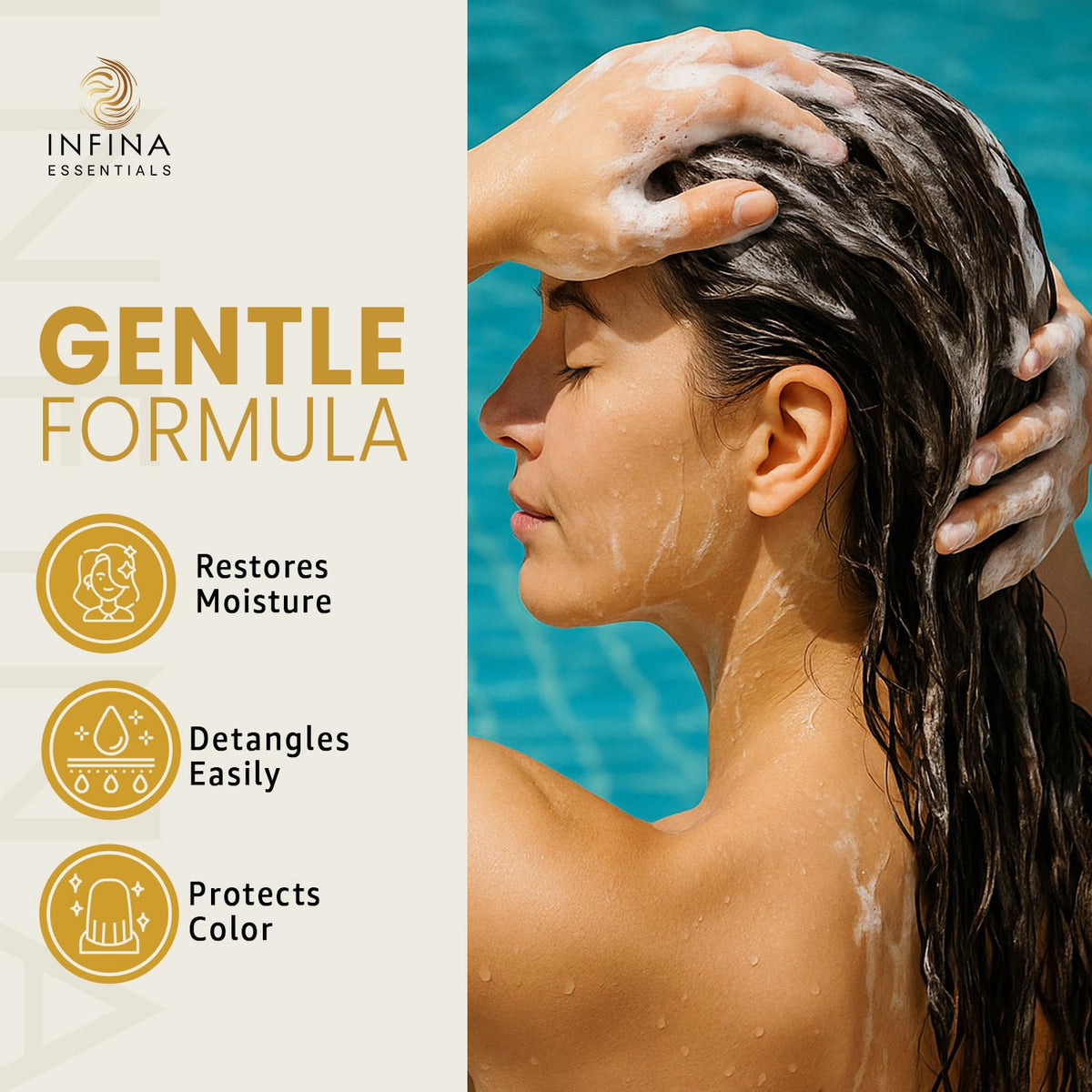 INFINA ESSENTIALS chelating complex close-up highlighting mineral removal benefit