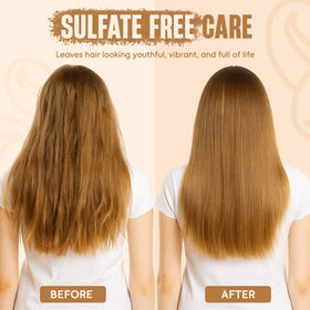 INFINA ESSENTIALS conditioner applied to ends showing detangling benefit