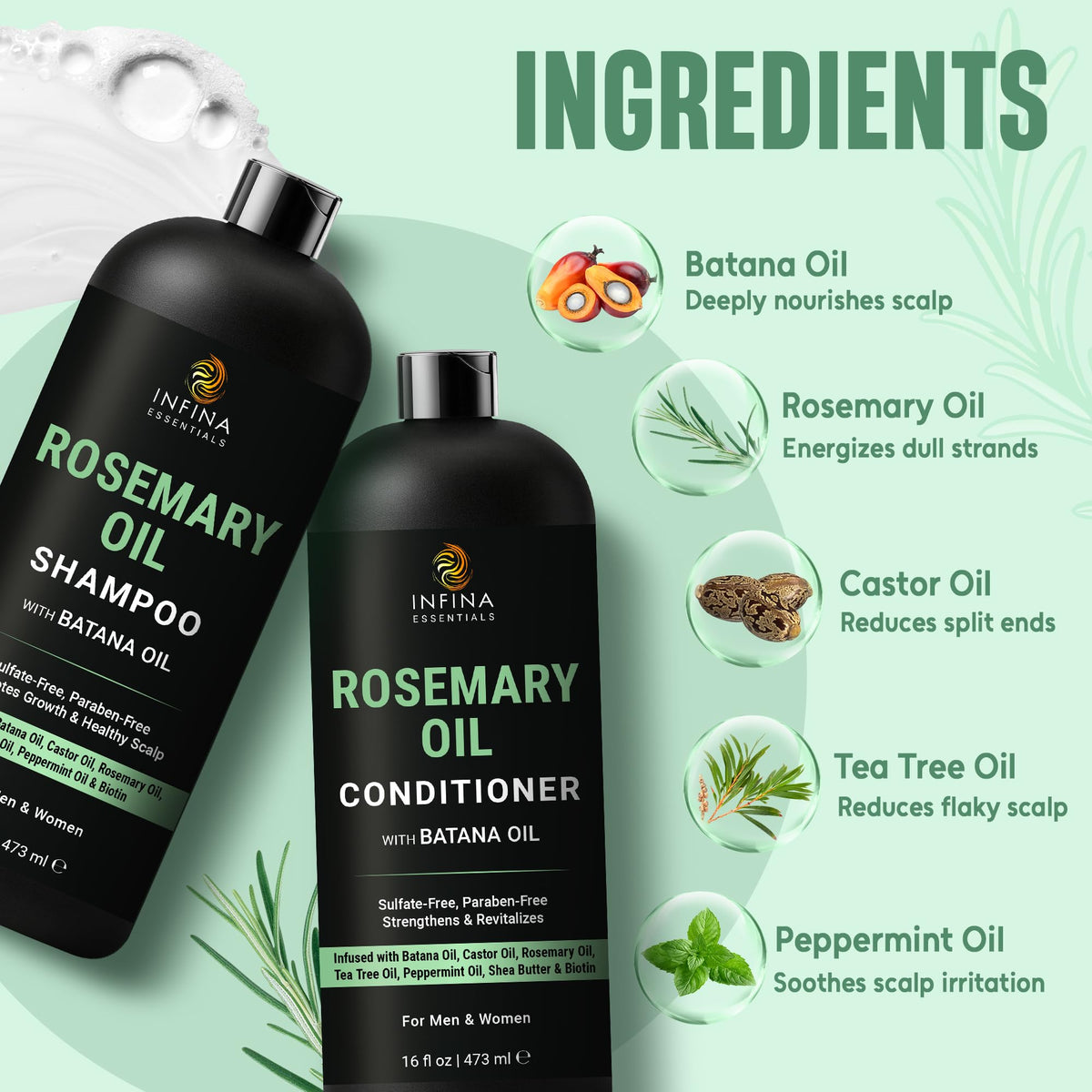 INFINA ESSENTIALS conditioner pouring to show creamy smoothing formula benefit