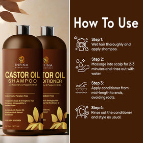 INFINA ESSENTIALS conditioner dispensing from pump for easy application and detangling