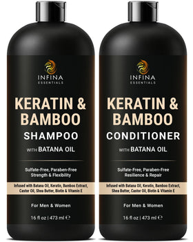 INFINA ESSENTIALS front packaging showing both bottles and label benefit