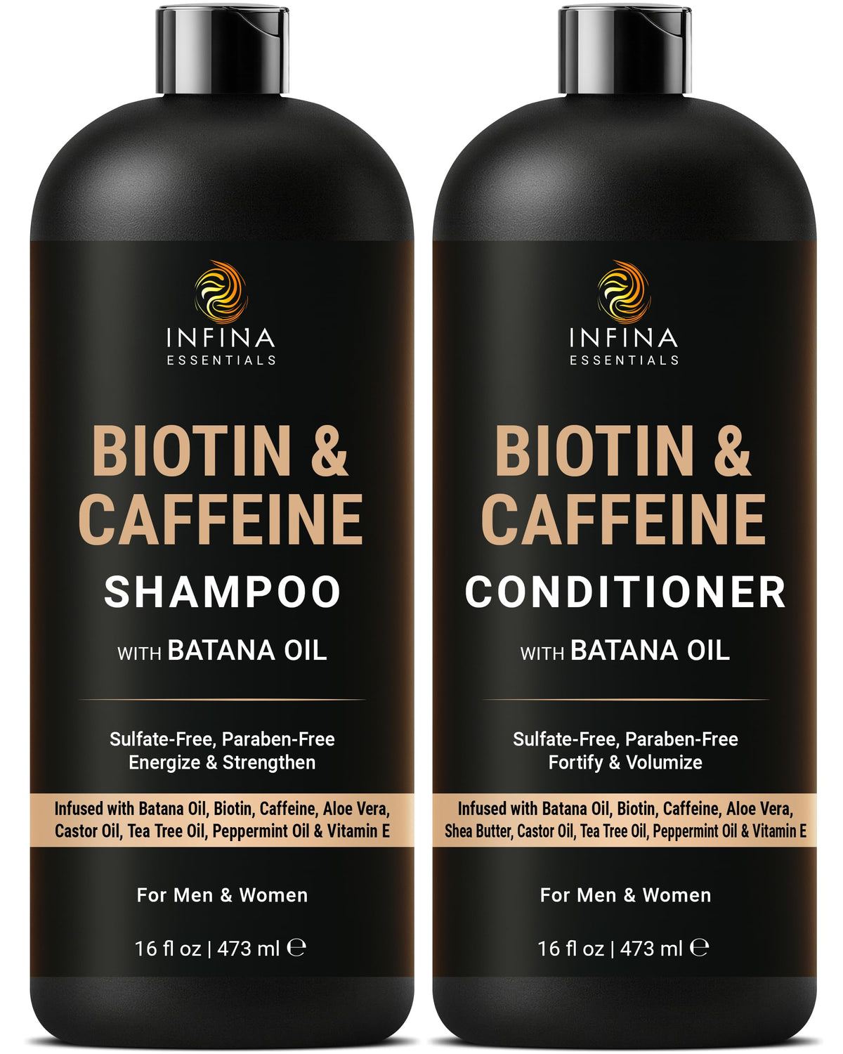 INFINA ESSENTIALS front packaging showing the shampoo and conditioner benefits