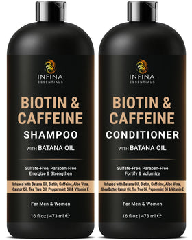 INFINA ESSENTIALS front packaging showing the shampoo and conditioner benefits