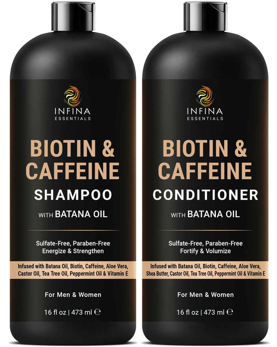 INFINA ESSENTIALS front packaging showing the shampoo and conditioner benefits
