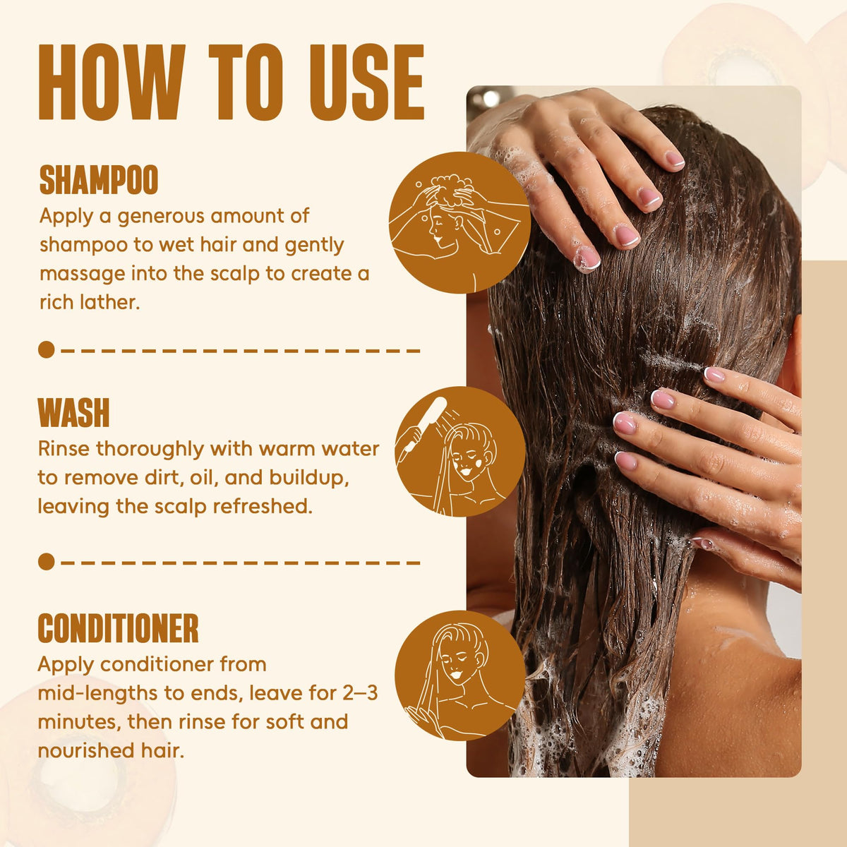 INFINA ESSENTIALS in-shower use with wet hair demonstrating easy application