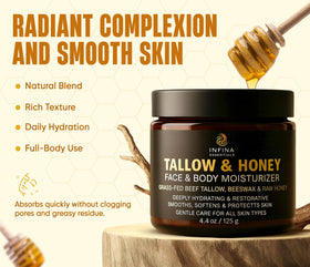 INFINA ESSENTIALS open jar top view revealing pale cream balm for easy scooping