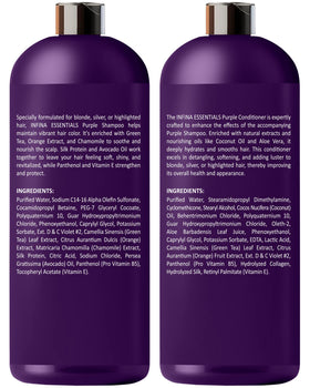 INFINA ESSENTIALS duo styled on bathroom counter showing salon results at home