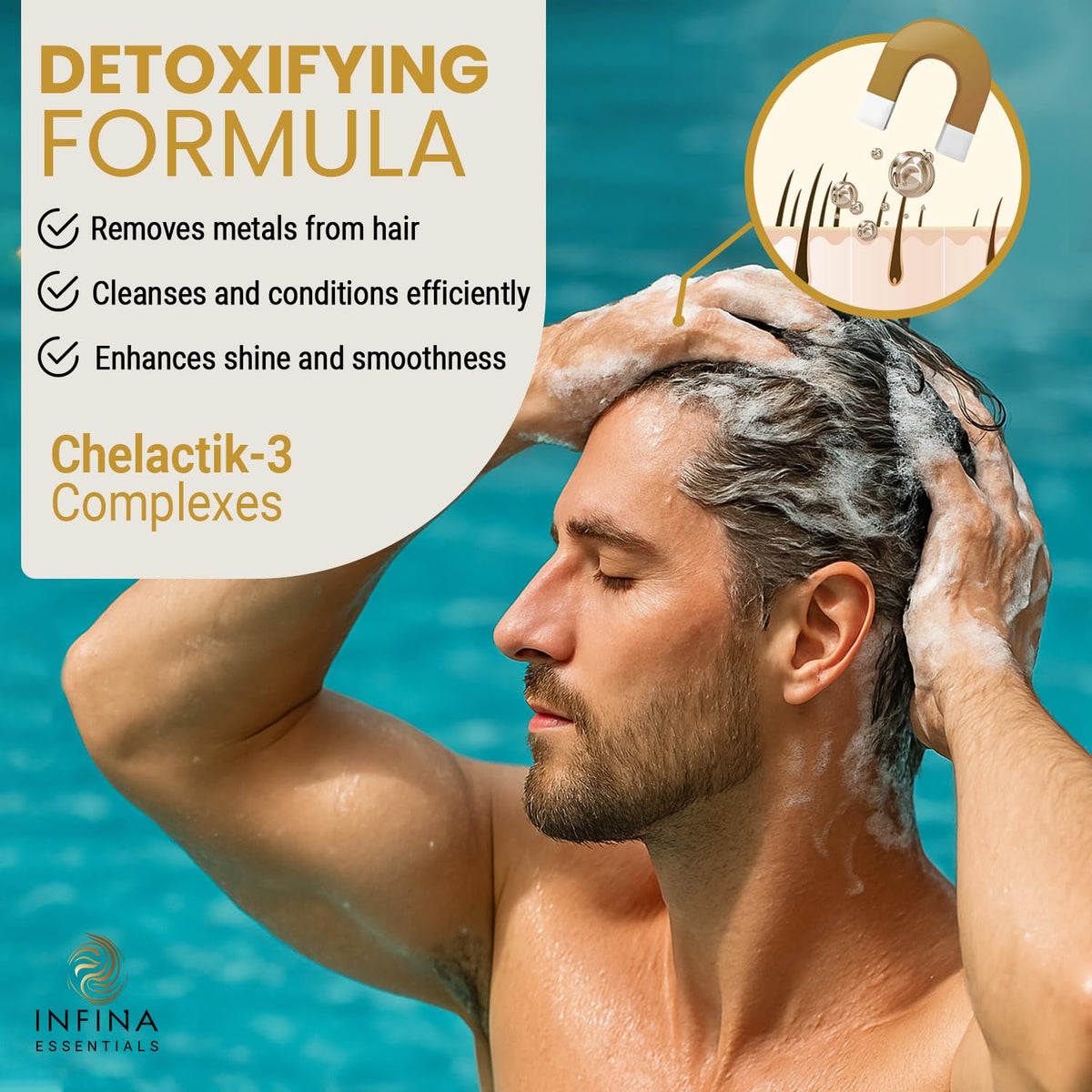 INFINA ESSENTIALS creamy lather texture for gentle cleansing benefit