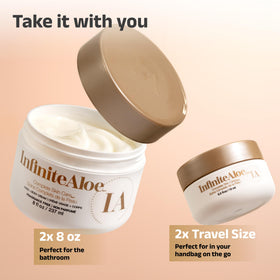 InfiniteAloe cream texture close-up highlighting smooth, fast-absorbing formula