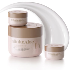 InfiniteAloe front jar 8 oz showing label and original scent, quick hydration
