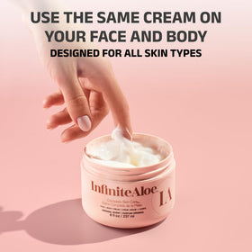 InfiniteAloe botanical ingredients flatlay highlighting aloe and rosehip nourishment